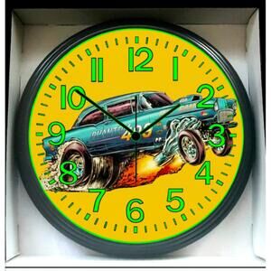 Chevy Chevrolet Bel-Air 409 Drag Race Glow In The Dark Wall Clock New!